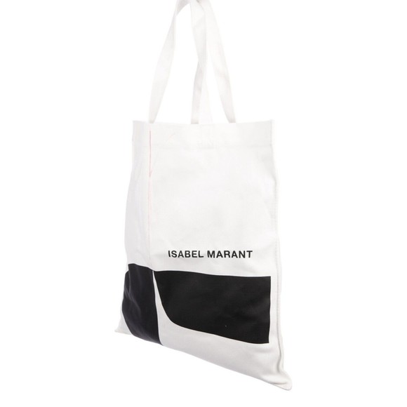 Isabel Marant Designer Canvas Tote Bag Shopper White Logo Big Size Large - Picture 4 of 7